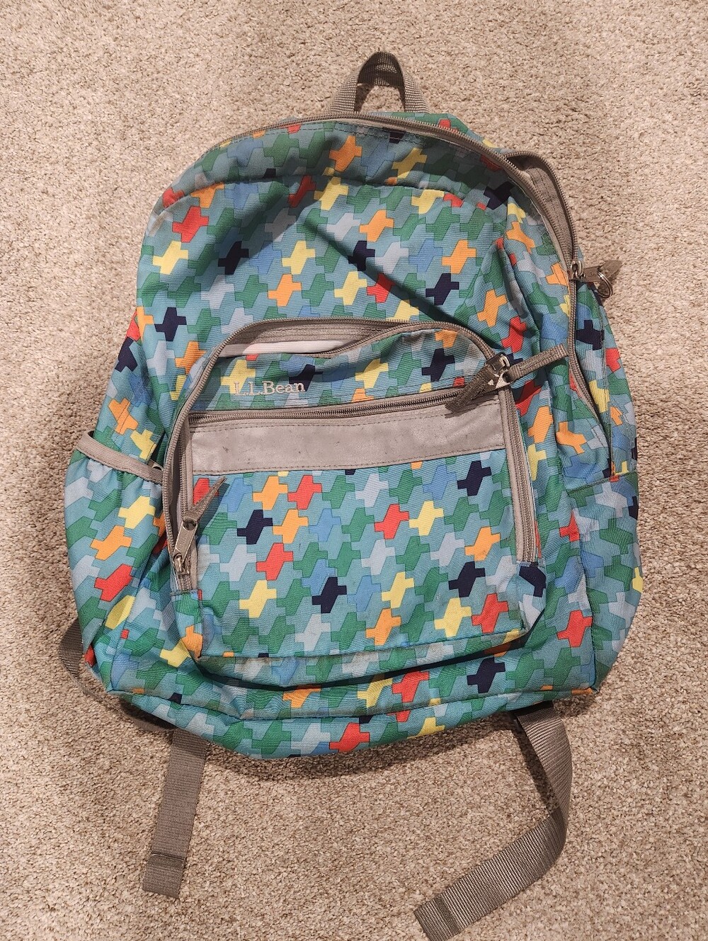 L.L. Bean Multicolor Houndstooth Pattern Backpack